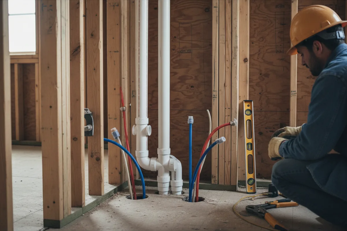 Drain and supply rough-in during Toilet Repair and Installation in Lake Geneva